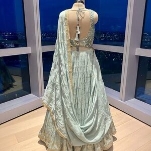 Stunning Brand New Sea Green Indian Gown w/ Dupatta XS